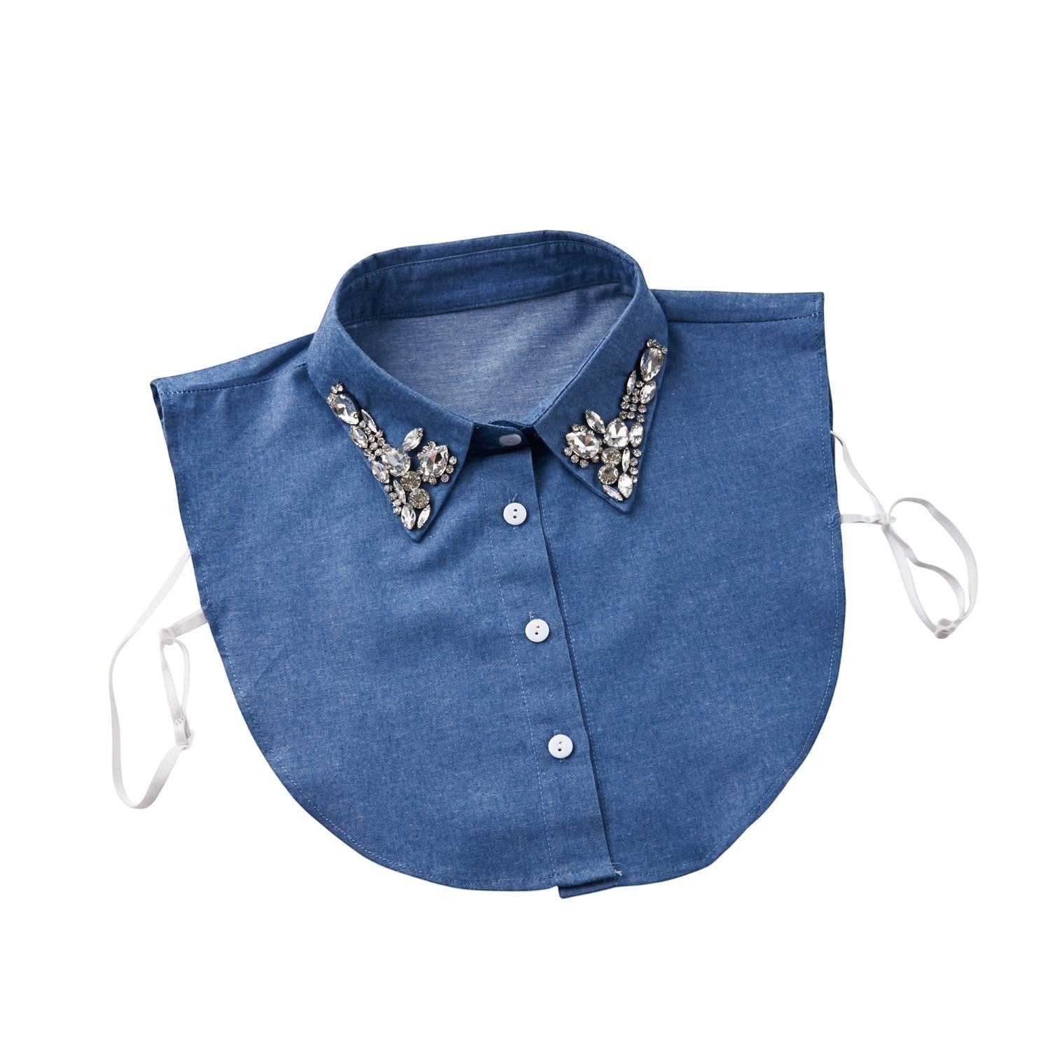 Simply Collars The Hoedown denim blue detachable collar with rhinestones and beadwork.