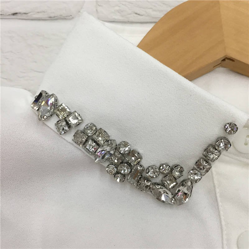 Simply Collars Be Jewelled white detachable collar with sparkling rhinestones and crystals.