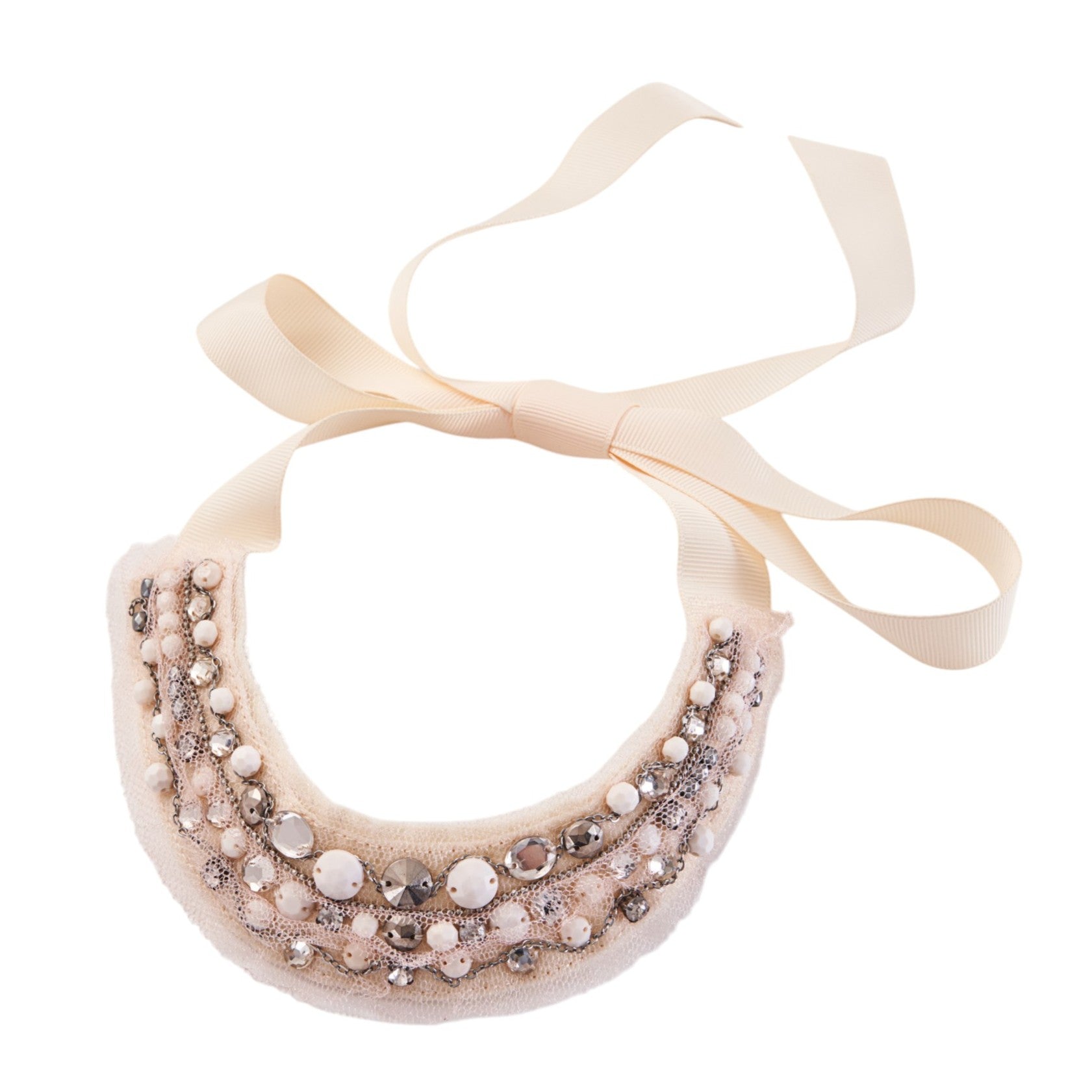 Rhinestone & Lace Choke-collar - Champagne