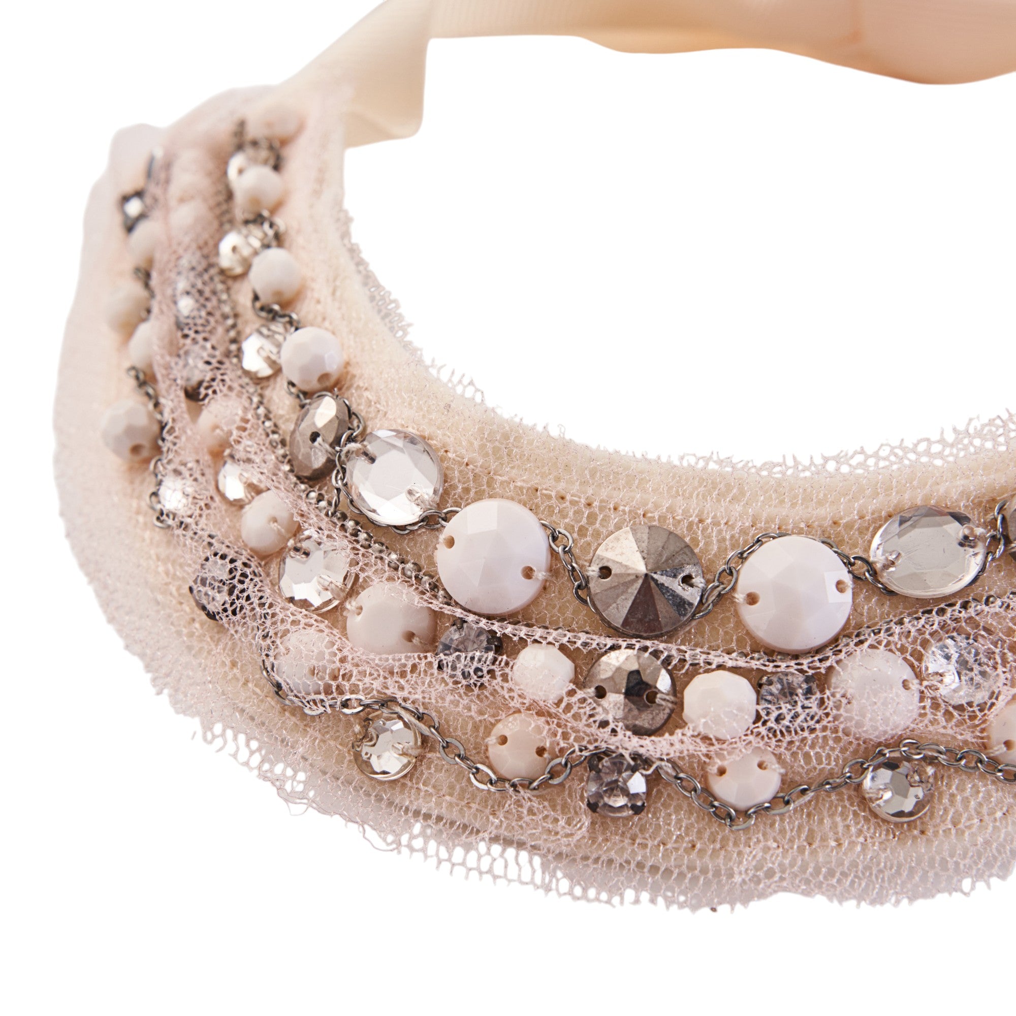 Rhinestone & Lace Choke-collar - Champagne