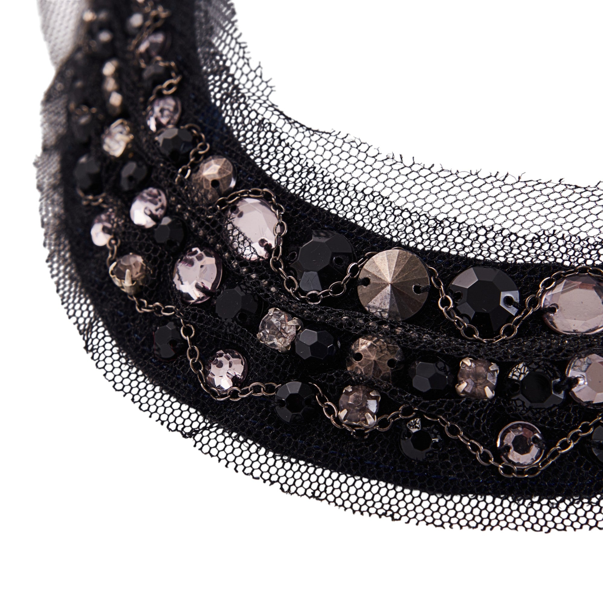 Rhinestone & Lace Choke-collar - black