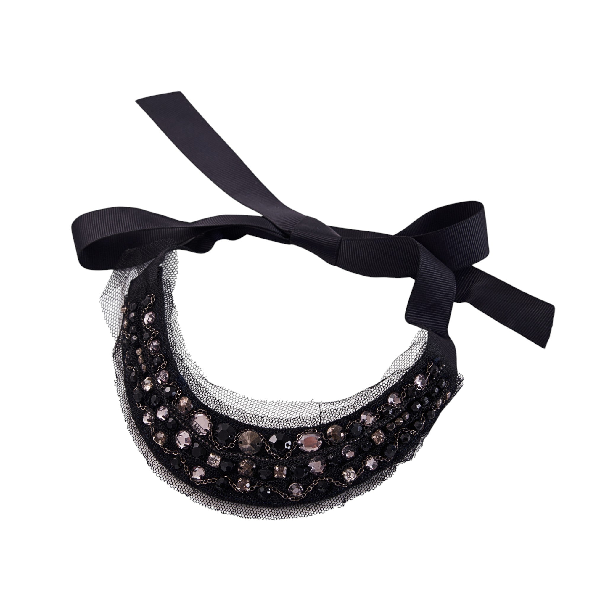 Rhinestone & Lace Choke-collar - black