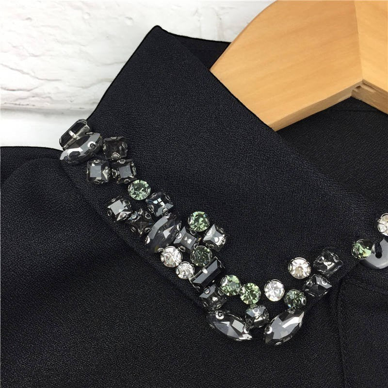 Simply Collars Be Jewelled black detachable collar with sparkling rhinestones and faux pearls.