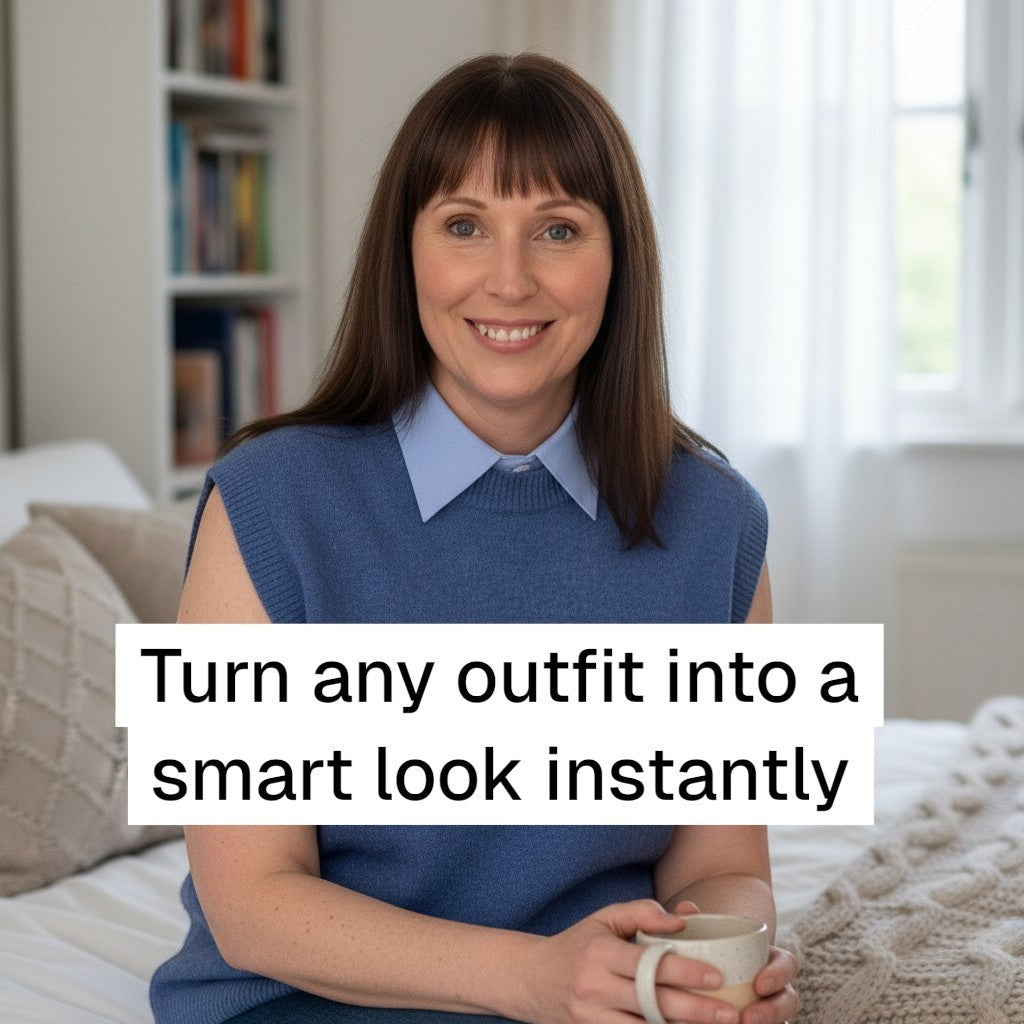 Simply Collars blue cotton collar insert for layering. Adds a polished look without bulk.