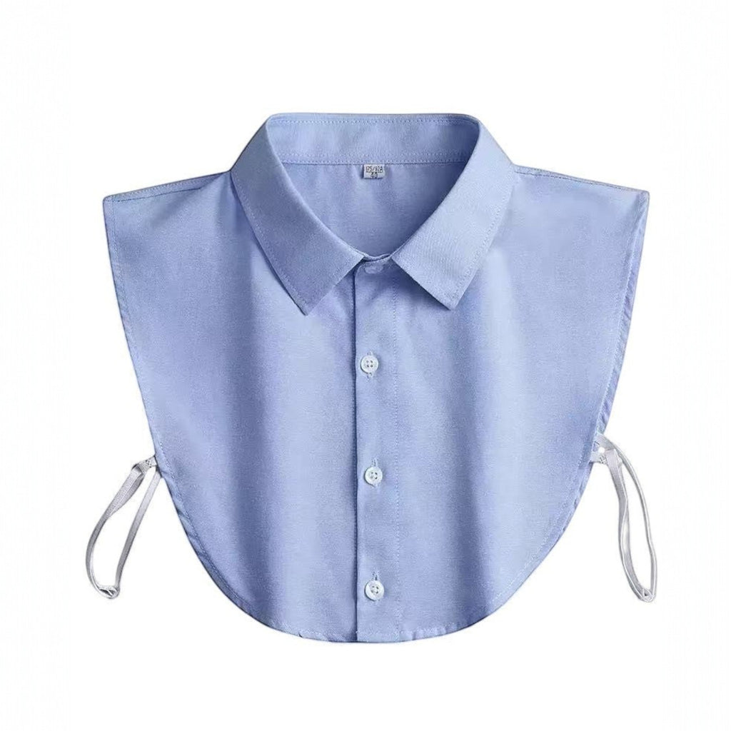 Simply Collars light blue cotton detachable collar with button front and tie straps.