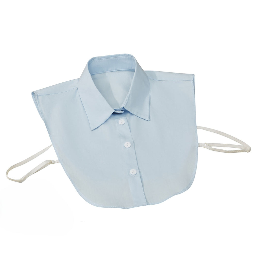 Simply Collars light blue detachable collar with white buttons and adjustable ties. One of two collars in the Smart Blue Duo set.