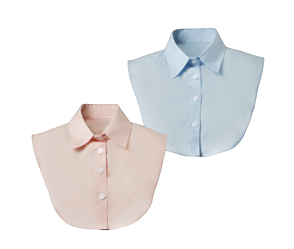 Simply Collars blue and pink cotton detachable collars with button front. Adds polish to any outfit.