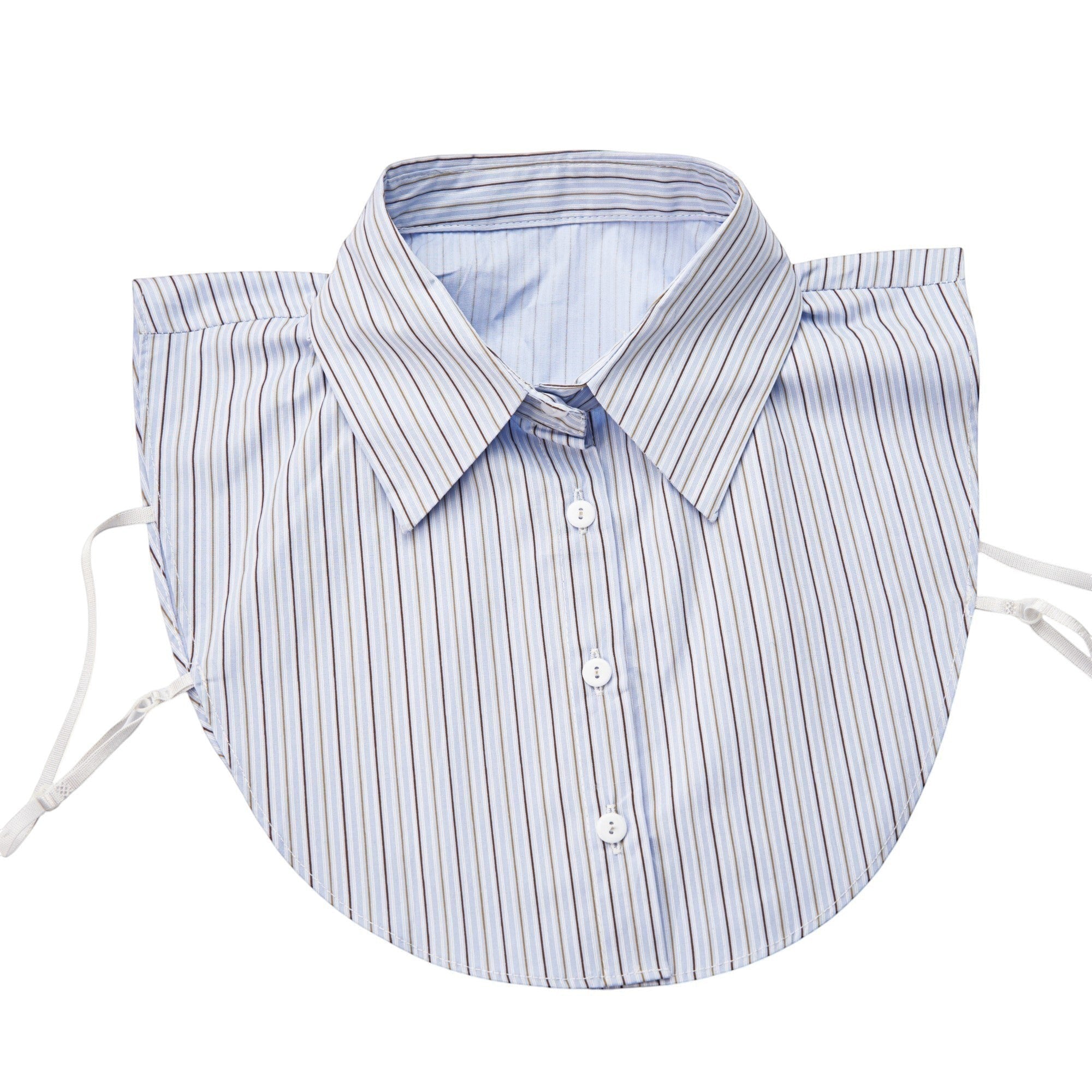 Simply Collars blue pinstripe detachable shirt collar with white buttons and adjustable ties.