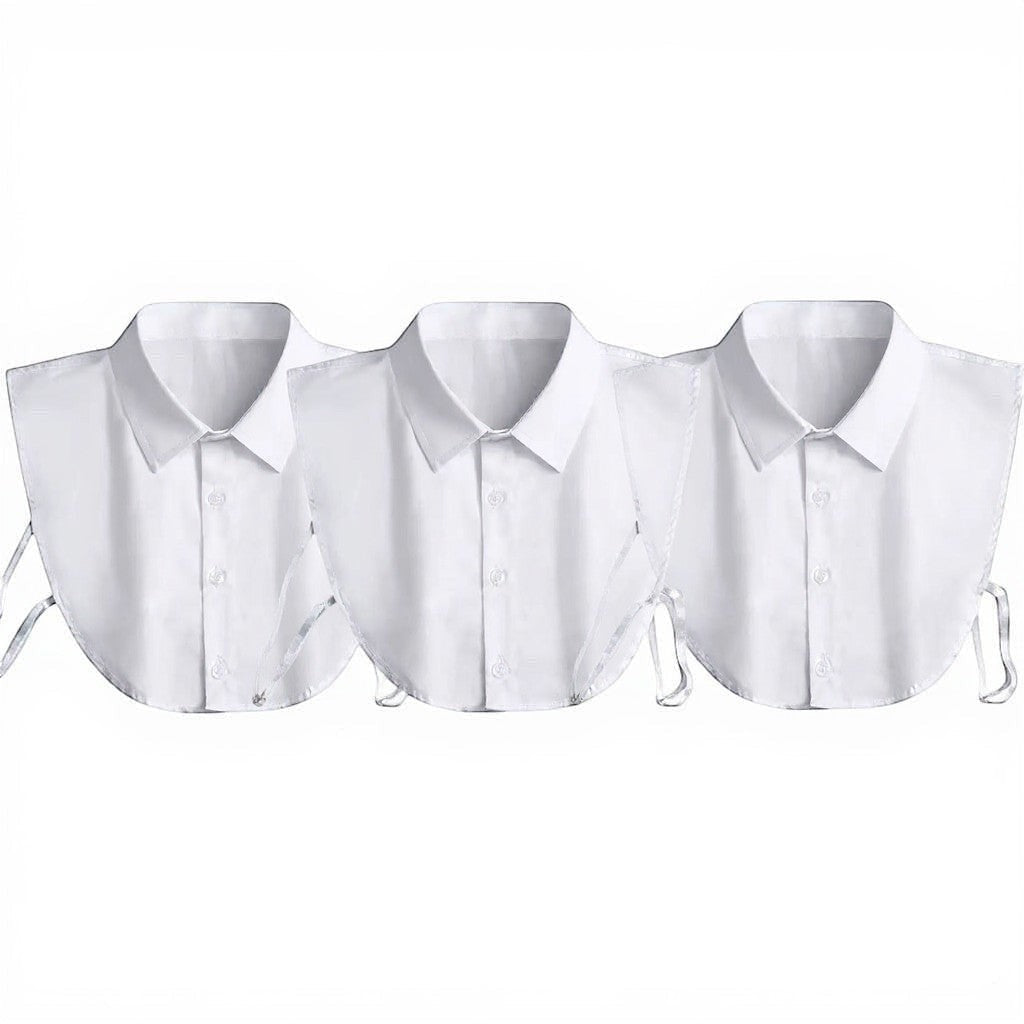 Simply Collars pack of 3 white detachable faux shirt collars with adjustable ties for layering.