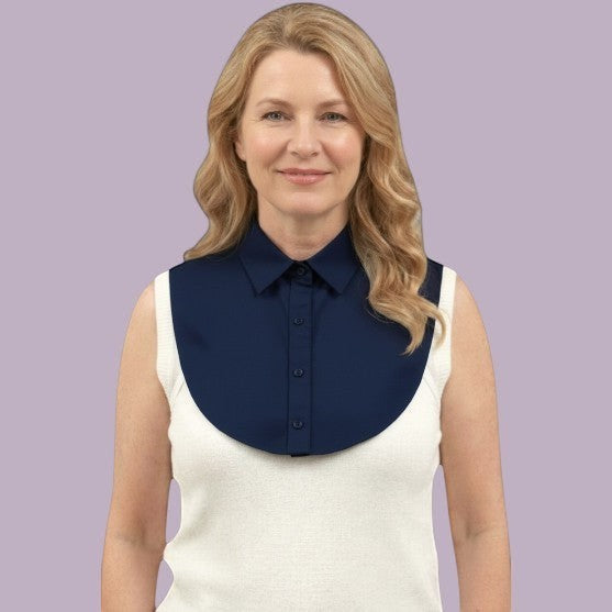Simply Collars grey button-up dickey collar, a versatile layering piece for work.