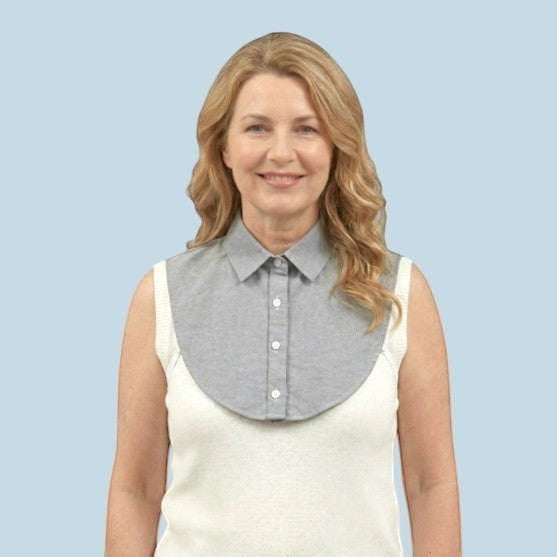 Simply Collars grey button-up dickey collar, a versatile layering piece for work.