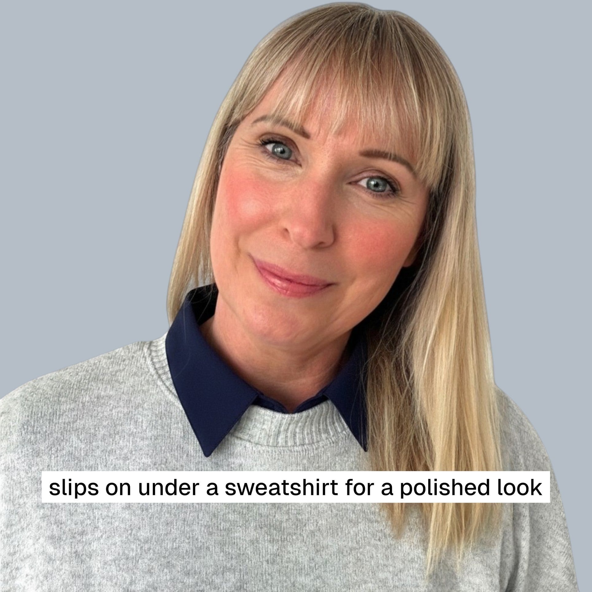 Simply Collars Grey and Navy Blue Duo cotton collars for layering under sweaters and cardigans.