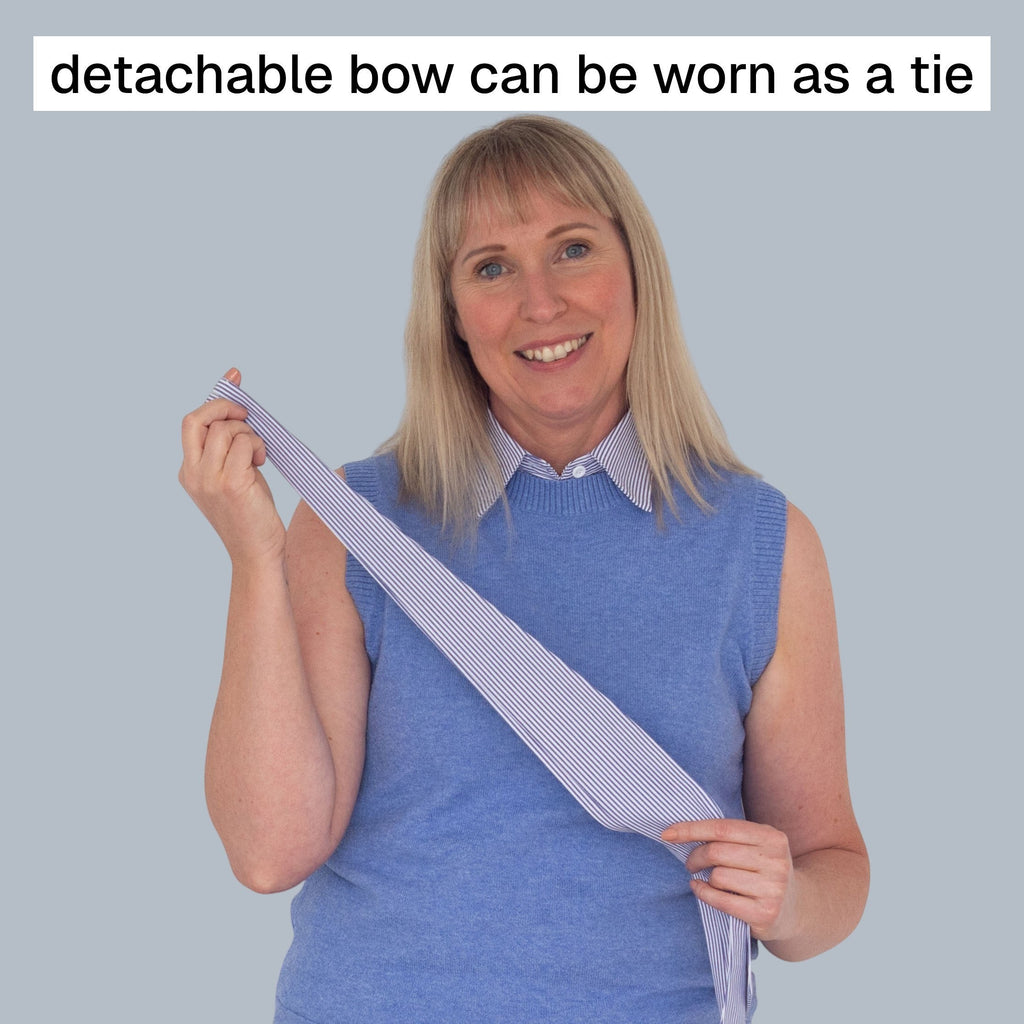 Simply Collars blue and white striped detachable bow tie made from a cotton blend.