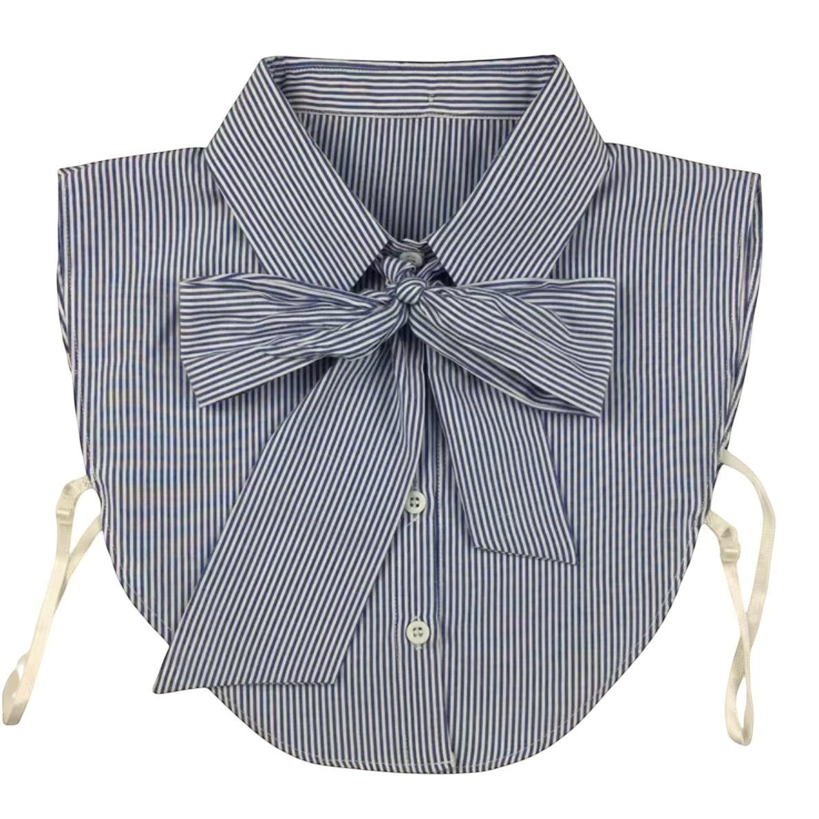 Simply Collars blue and white striped detachable bow tie collar made of cotton blend.