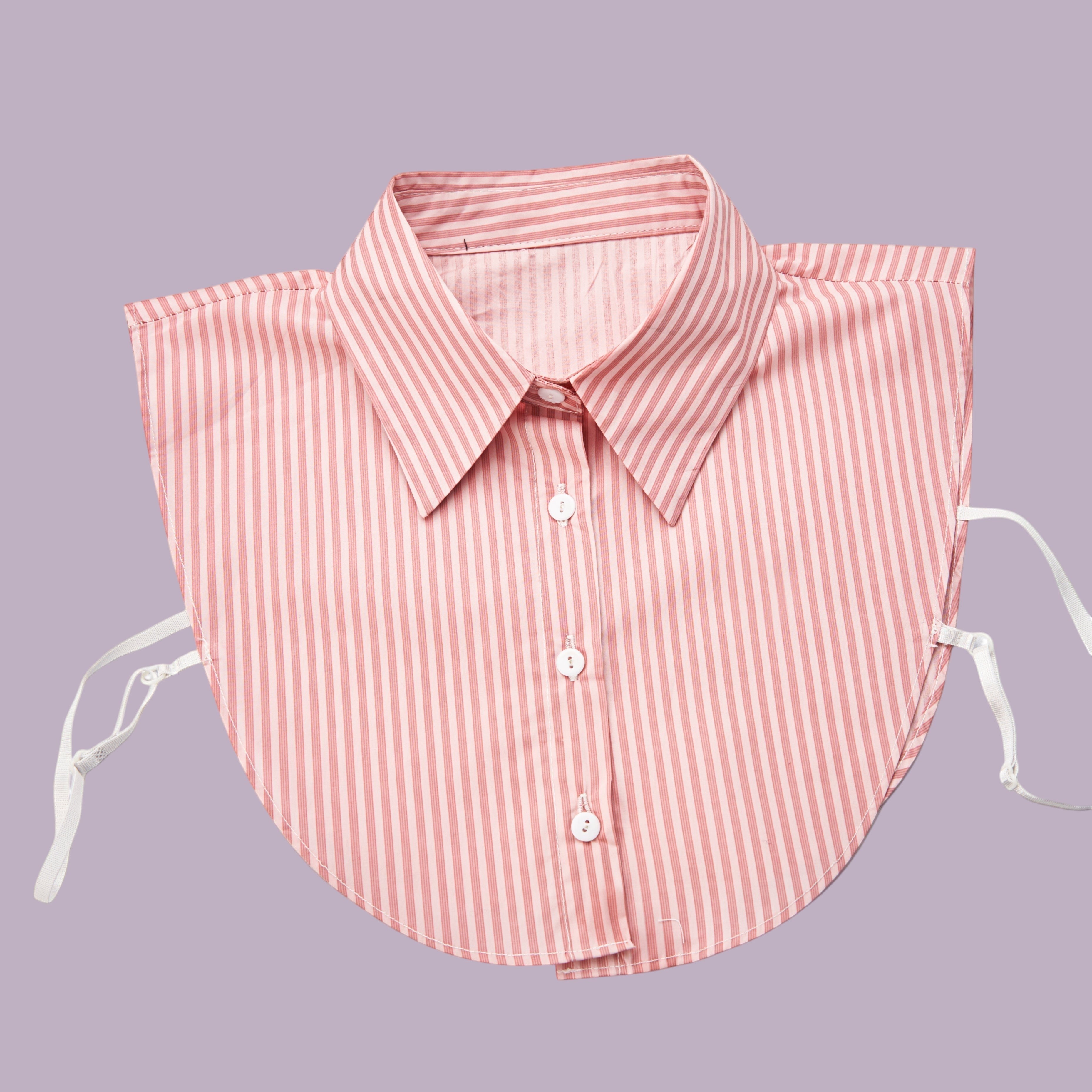 Simply Collars pink and white pinstripe detachable shirt collar with button front and adjustable ties.