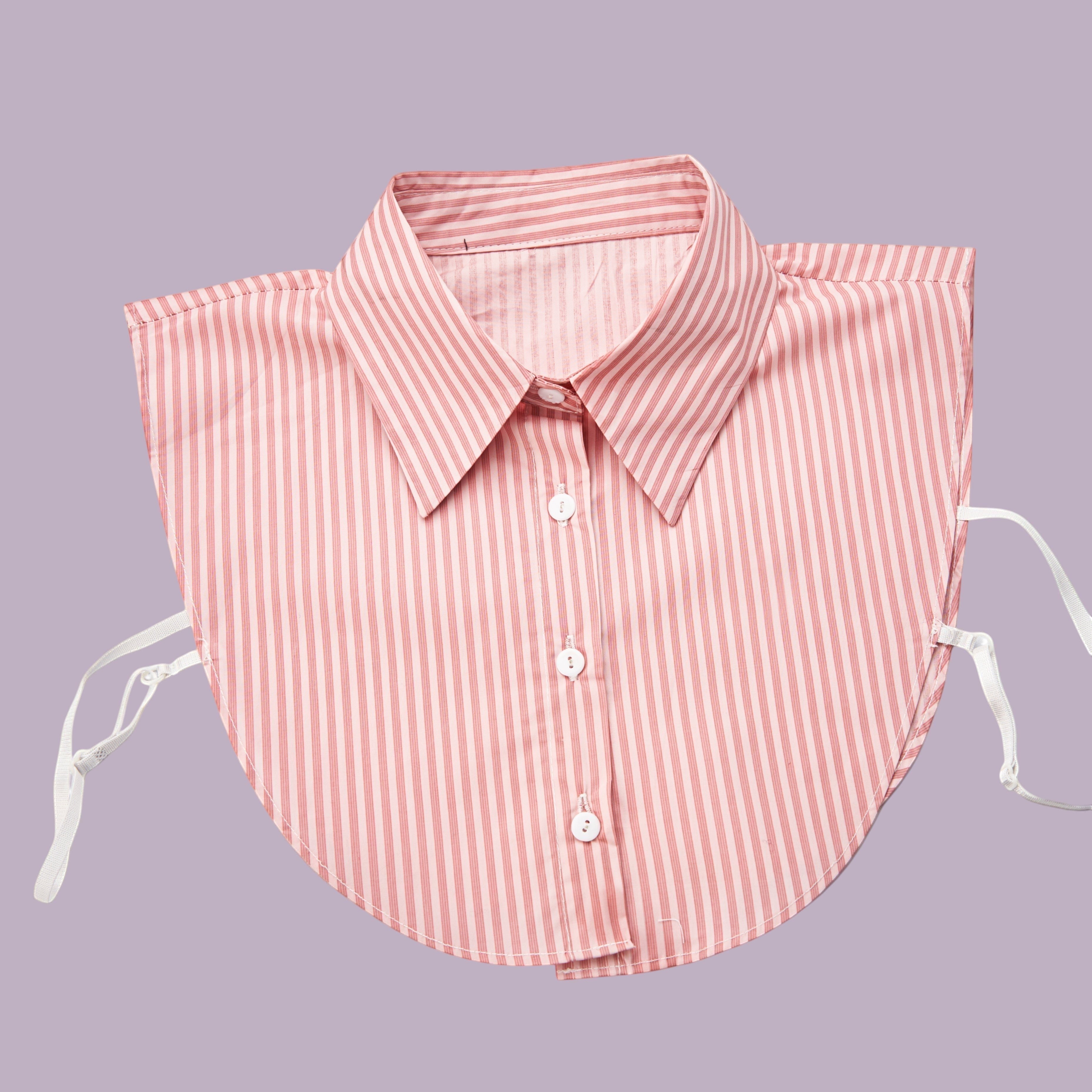 Simply Collars pink and white pinstripe detachable shirt collar with button front and adjustable ties.