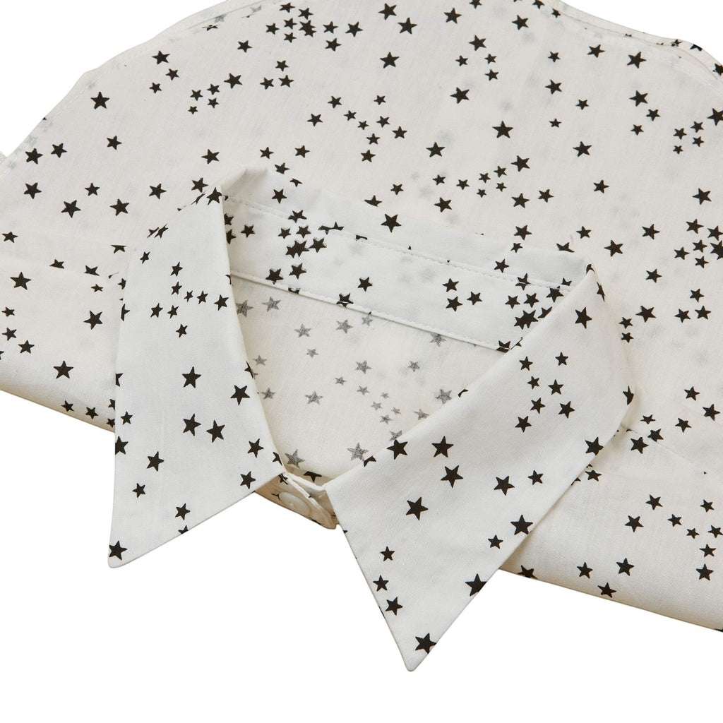 Simply Collars white detachable collar with black star print. Lightweight, breathable fabric with adjustable straps.
