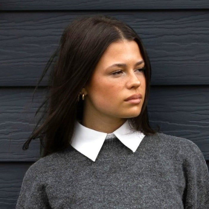 Simply Collars white cotton collar insert, a versatile accessory for layering under sweaters and dresses.
