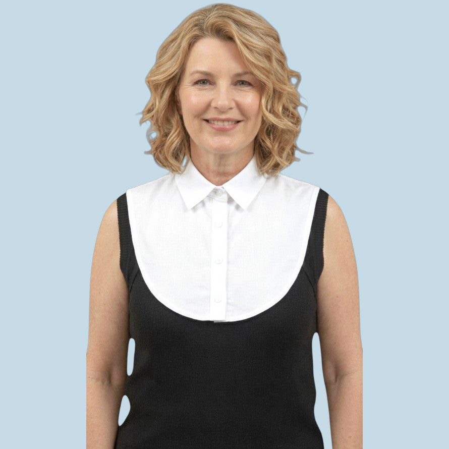 Simply Collars pack of 2 detachable collars: one white, one blue. Cotton blend for layering.
