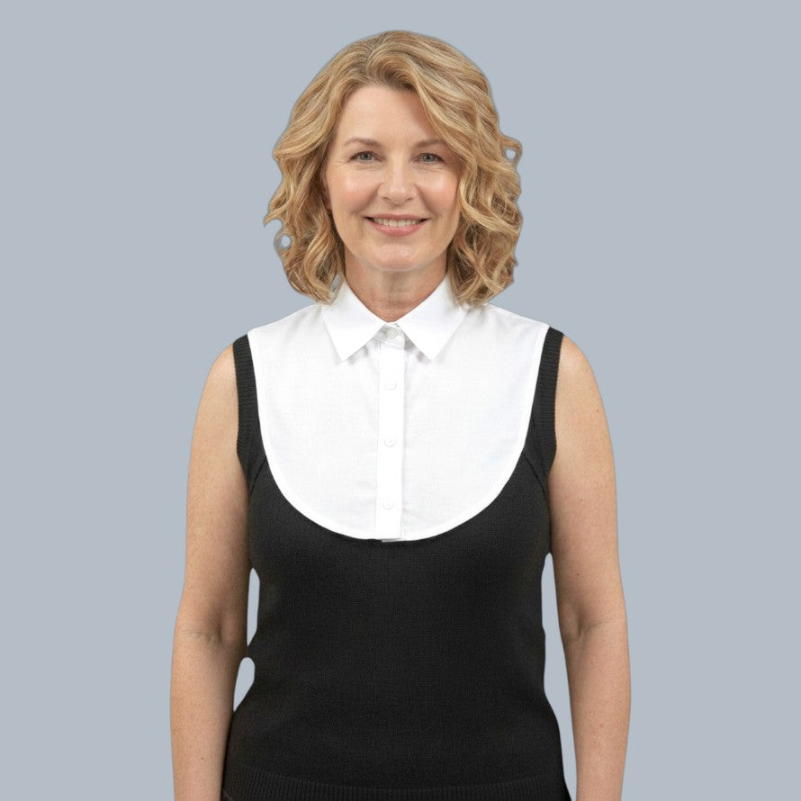 Simply Collars pack of 2 detachable collars: one white, one blue. Cotton blend for layering.