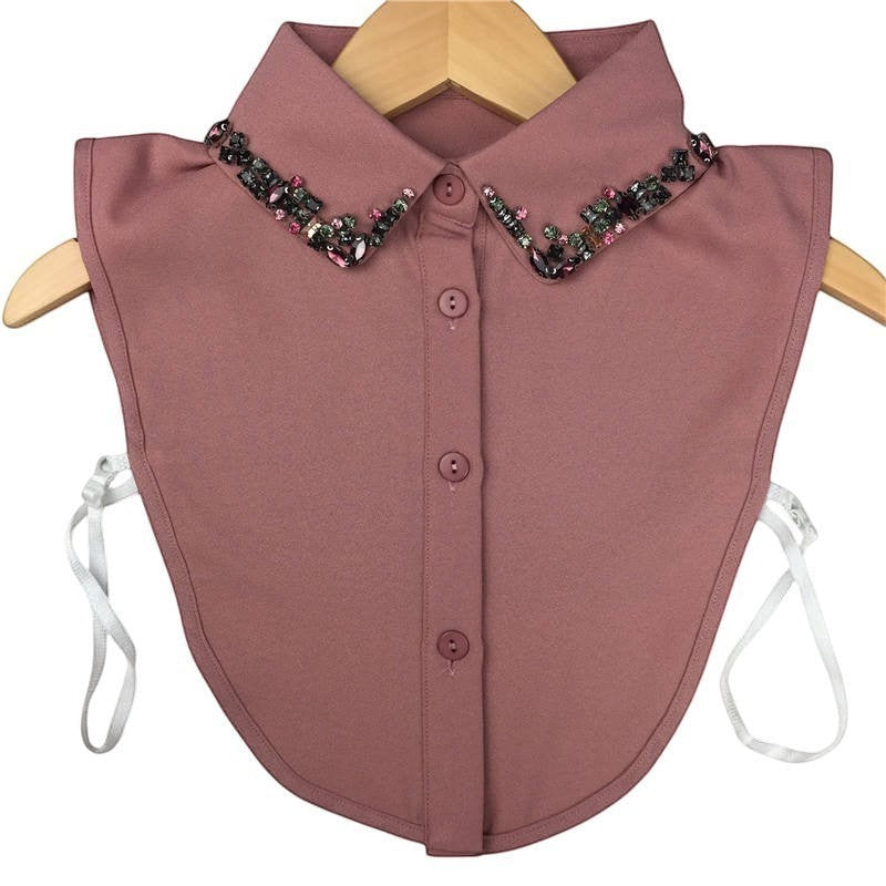 Simply Collars Be Jewelled pink detachable collar with beaded neckline and button front.